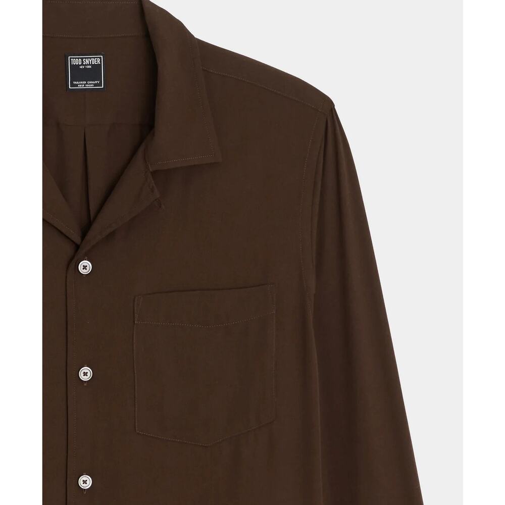 NWT $178 Todd Snyder New York Slim Fit Rayon Hollywood Shirt Size L -Coffee Bean - Picture 7 of 16